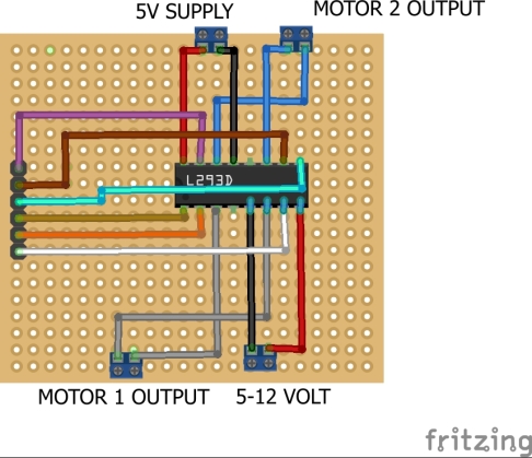 Make your own motor driver l293D circui