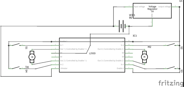 test circuit of L293D without arduino or microcontroller